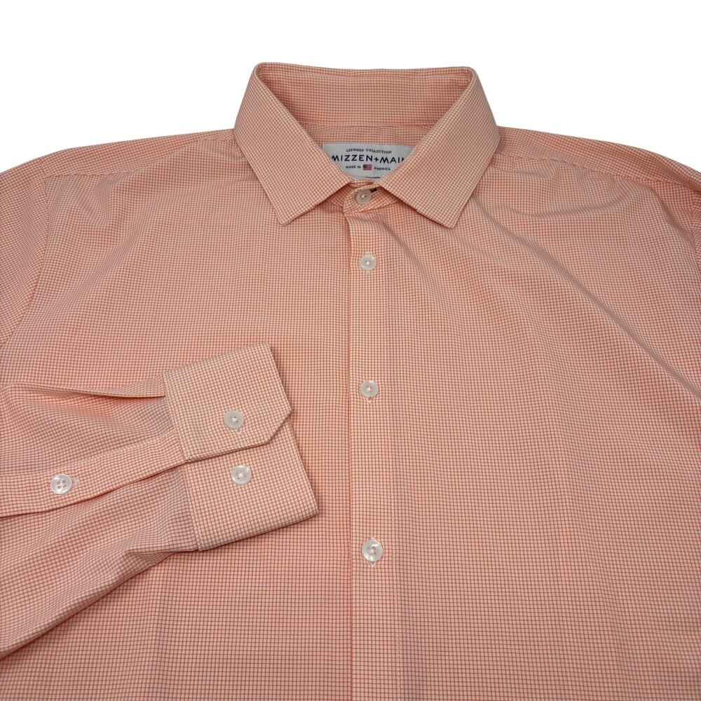 Mizzen & Main 2XL Standard Fit Orange Check Long Sleeve Button Up Shirt